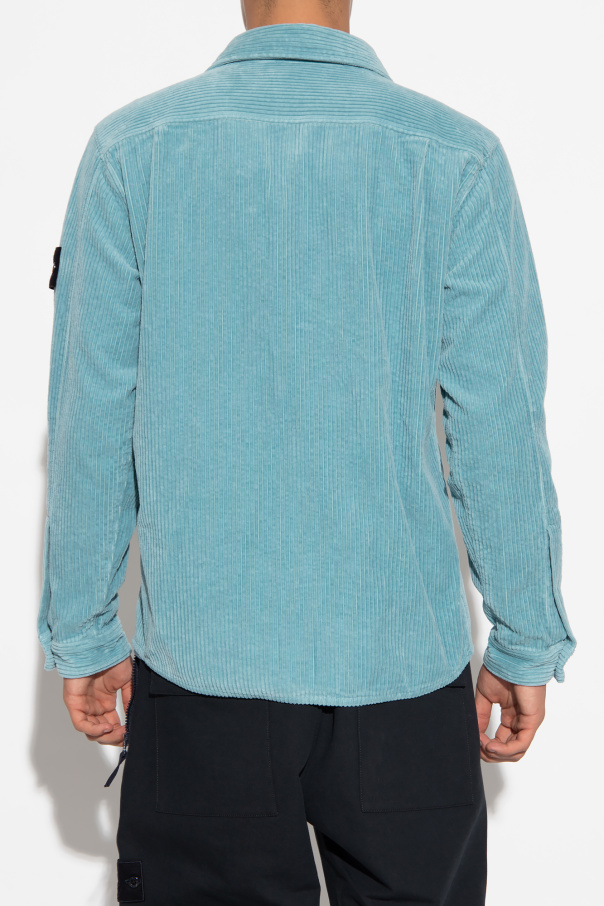 Blue Corduroy shirt with logo Stone Island Blue Corduroy shirt with logo Stone Island